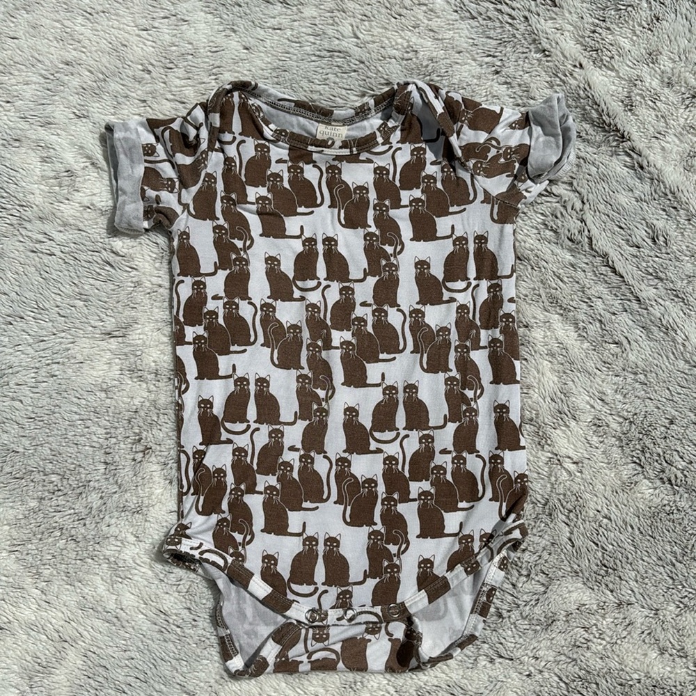 Kate Quinn Brown Cat Short Sleeve Onesie